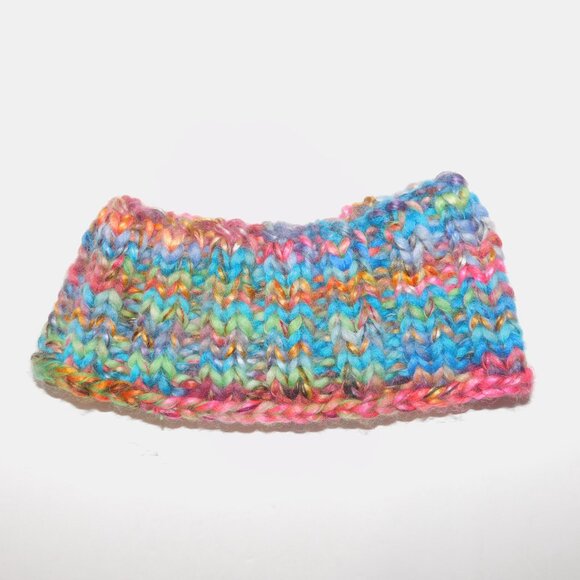 Hand Knit multicolor Rainbow Winter Headband - Picture 5 of 5